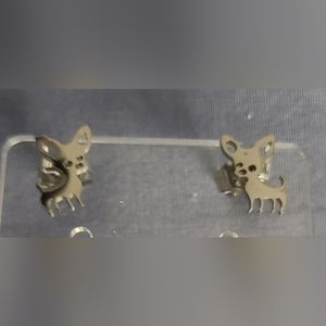 Silver Doggie earrings cute new